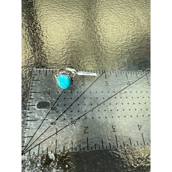 Artisan lg Kingman Turquoise Sterling Silver Statement Ring Southwest sz 7 gift - Picture 4 of 7